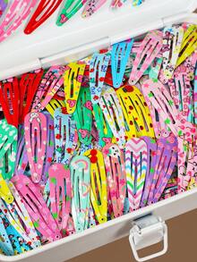 30pcs/Set Colorful Cartoon Candy Printed Water Drop Hair Clips, Enamel Hairpins For Girls, Daily Use - Multicolor - View 3