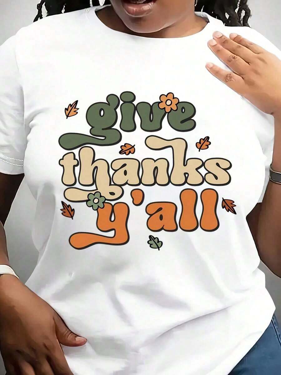 Camiseta "Give Thanks Yall", Feliz Día de Acción de Gracias, Camiseta de Temporada de Calabazas, Camiseta de Acción de Gracias, Ropa de Otoño, Camiseta de Otoño, Regalos de Acción de Gracias - Blanco - Ver 1