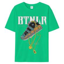 Camiseta gráfica de moda con estampado de cadena dorada grande, unisex, de manga corta y cuello redondo para hombre, estilo urbano, para verano y primavera, informal, ropa, vitalidad juvenil, camisetas gráficas de calidad, transpirable, clásica. - Verde - Ver 1
