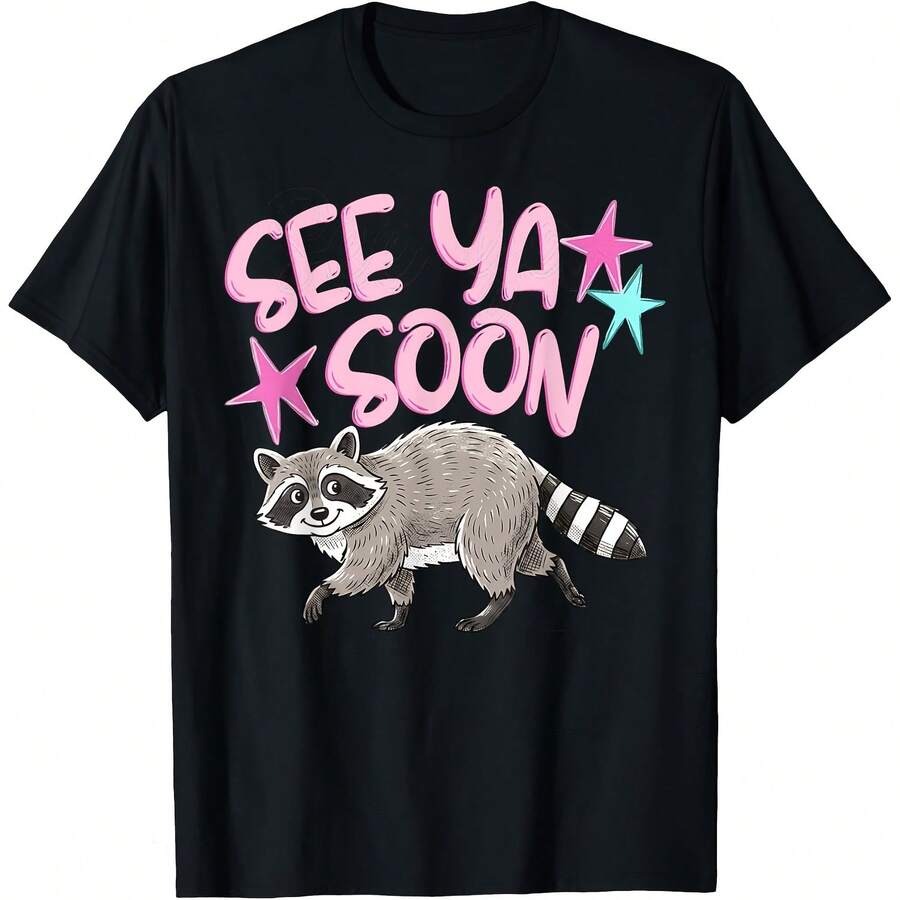 See Ya Soon Raccoon Last Day Of School Teachers Students T-Shirt - Black - View 1