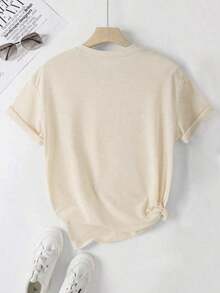 Coffee Club Graphic T-Shirt, Women's Casual Short Sleeve Crew Neck T-Shirt, White, For Spring And Summer - 杏子 2 - 查看 2
