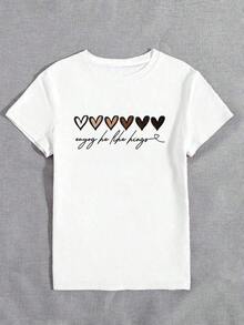 Camiseta de manga corta con cuello redondo para mujer, con estampado en forma de corazón, transpirable y que no provoca sudoración, suave y lisa, de alta calidad, adecuada para deportes y fitness, uso diario, vacaciones, oficina, escuela, fiestas y diversas otras ocasiones. - Blanco - Ver 2