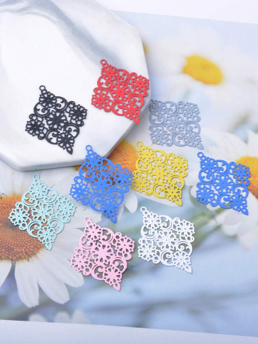 10pcs Square Charms, Geometric Shape Pendants, Connectors, Women Earring Jewelry Hanging Accessories - AB4277 - View 1