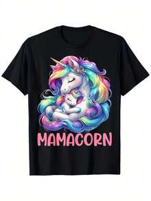 Mamacorn Unicorn Lover Family T-Shirt - Soft Black Cotton, Crew Neck, Machine Washable - Perfect Choice For Mother's Day, Christmas, New Year, Valentine's Day And Birthdays - Gift For Mom, Dad, Men, Women, Friends. - 黑色 - 查看 7