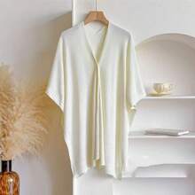1pc Minimalist Solid Color Button Knit Shawl, Women Fashion Cover Up Cover Up Lightweight Outerwear, Versatile For Daily Wear And Travel - Multicolor - View 3