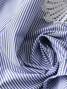 Camisa a rayas casual y versátil para uso diario de mujer - Celeste - Ver 4