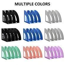 SAYEEC - Organizador de archivos de revistas con compartimentos para carpetas, de escritorio, en pie, hueco, estante de libros, para oficina, con 3 x - 2 compartimentos  Gris claro - Ver 3