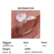 1 chiếc nhẫn tròn đính đá Cubic Zirconia lấp lánh, kiểu dáng cổ điển thanh lịch, thích hợp làm quà tặng đính hôn/cưới, kỷ niệm, Valentine, nhẫn cưới cao cấp, phong cách quyến rũ. - Bạc - Xem 11