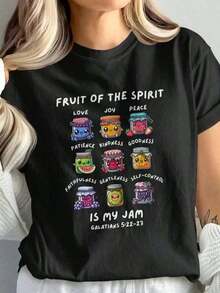 Camisetas de Verano para Mujer, Camiseta Cristiana, Camiseta Fruto del Espíritu, Camisetas Religiosas Cristianas para Mujer, Camiseta con Versículo Bíblico, Camiseta de Fe - Estilo Urbano Vintage, Unisex, Camiseta de Algodón Holgada de Manga Corta con Cuello Redondo - Negro - Ver 6