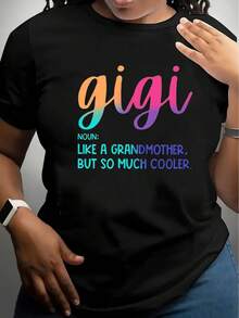Camiseta Deportiva Casual para Mujer con Colorido Texto Noni - Camiseta Negra Elástica de Cuello Redondo, Lavable aáquina, Ajuste Cómodo para Todas las Estaciones, Ropa Casual para Mujeres, Estilo Moderno y Divertido. - Negro - Ver 1