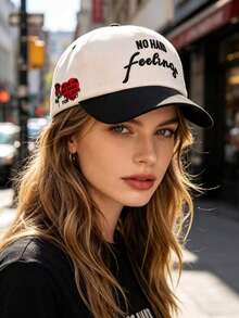 Rose Embroidery Patchwork Baseball Cap, Vintage Adjustable Snapback Hat For Spring/Summer Casual Outdoor Sports Sun Protection - Multicolor - View 2