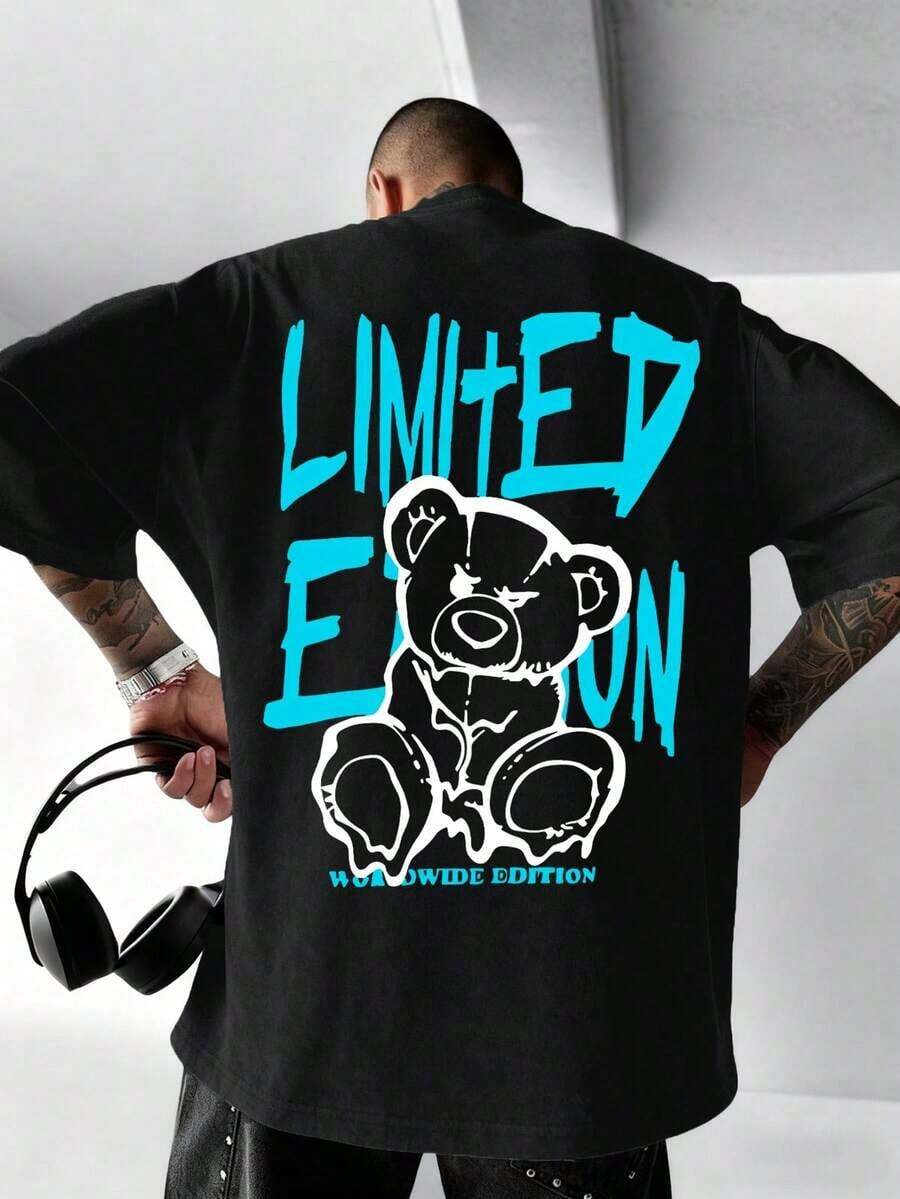 Zrgoth Men's Short Sleeve T-Shirt With English Slogan Print, Line Art And Animals, Casual And Versatile - 黑色 - 查看 1