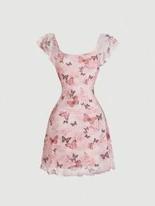 Vestido mini de flores para mujer, ideal para vacaciones de verano - Multicolor - Ver 2
