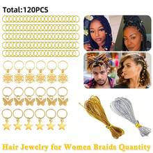 82/110/120pcs Hair Jewelry For Braids, Loc Jewelry For Hair Dreadlock, Charm Accessories For Women, Metal Gold Braids Rings Cuffs Clips For Dreadlock Accessories Clips Rings Extensions Decorations - View 4