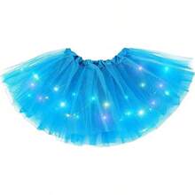 Falda Tutú de Princesa con Luces LED para Niñas, Disfraz de Fiesta de Boda, Minifalda de Baile, Ropa con Luces LED - azul del lago - Ver 4