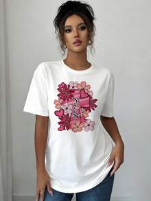Camiseta casual de manga corta para mujer con diseño floral y temática cristiana, perfecta para primavera y verano - [Blanco] - Ver 3