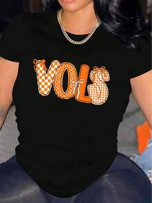Camiseta de Mujer Cómoda con Cuello Redondo, Casual, de Mezcla de Algodón, Manga Corta, Suave y Transpirable, Estilo Urbano para Primavera/Verano - Negro - Ver 6