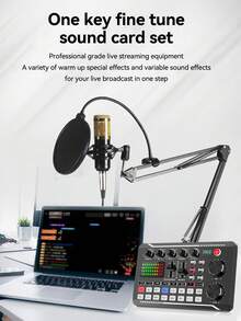 BM800 Condenser Microphone + F998 Sound Card Kit, Suitable For Computer Recording, Gaming Voice Chat, High-Quality Sampling, And Home Use - Multicolor - View 6