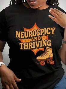 Camiseta Neurospicy And Thriving, Camiseta Retro de Patinaje sobre Ruedas, Camiseta Orgullo Autista, Concientización sobre el TDAH, Regalo de Neurodiversidad, Camiseta de Salud Mental - Negro - Ver 1