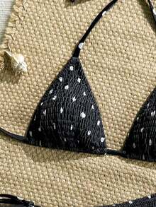 Swim Mod Conjunto de bikini sexy para mujer con estampado floral de verano, copa push-up y cuello halter con lazo - Multicolor 11 - Ver 4