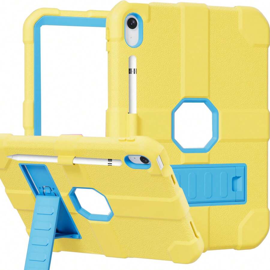 1 chiếc ốp lưng chính hãng tương thích với iPad thế hệ thứ 10 năm 2022 (10.9 inch) (A16) và iPad 11 inch thế hệ thứ 11 năm 2025 (A16 2025). Ốp bảo vệ chắc chắn, bền bỉ cho iPad 10/11 thế hệ 10.9/11 inch với chân đế tích hợp. - Vàng kim + xanh da trời - Xem 1