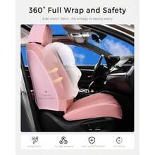 Huidasource - Fundas de asiento delantero color rosa fundas de asiento delantero de piel de nappa tela elástica lateral compatible con bolsas de aire cinturones de  ajuste universal para - 01F Rosa - Ver 6