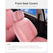 Huidasource - Fundas de asiento delantero color rosa fundas de asiento delantero de piel de nappa tela elástica lateral compatible con bolsas de aire cinturones de  ajuste universal para - 01F Rosa - Ver 8