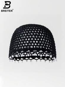 BREITER 1顶加厚手工钩编镂空针织帽，保暖宽松针织帽，带流苏，冬季时尚配饰，波西米亚风格，适合母女、女性、节日、万圣节 - 針織帽 - 查看 4