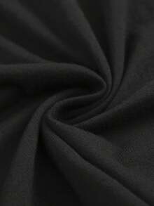 1 camiseta de manga corta negra para mujer - texto decorativo moderno de " mom", temática de música familiar, estampado central, cuello redondo, corte regular, suave y transpirable, adecuada para todas las estaciones, uso diario y casual, versátil para combinar, perfecta como regalo de vacaciones o para amigos, 180g 100% algodón. - Negro - Ver 4