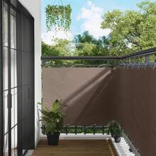 vidaXL Brise-vue pour balcon, revêtement de balcon avec œillets et corde, imperméable, pour balcon et terrasse, 90 x 800 cm, taupe, 100 % polyester Oxford - brun grisâtre - Voir 16