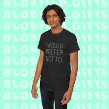 Preferiría no usar la camiseta Bartek Szydek, 100% algodón puro, colores cómodos, diseño de manga corta con cuello redondo, nueva camiseta de mujer de corte ajustado con cuello redondo, estilo de diseño primavera/verano, estilo para parejas, muy adecuada para usar en conjunto. - Negro - Ver 4