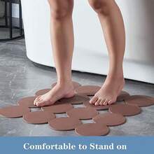 Webos - Alfombrilla de ducha antideslizante, de goma natural, antideslizante, para tina, con ventosas fuertes, para tina y tina, para ancianos y niños, para baño cuadrado de ducha, color café, 21 x 21 - C y f - Ver 3