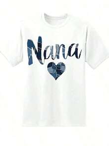 Oferta por tiempo limitado, cantidad limitada disponible,  relámpago, camisas de mujer, camisetas de mujer Camiseta de verano 2026 con diseño de corazón y patchwork "Nana" para regalo de abuela, regalo de cumpleaños para el Día de la Madre, ropa casual para mujer, mangas cortas holgadas. - Blanco - Ver 2