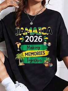 The "Jamaica 2026 Making Memories Together" Holiday Souvenir T-Shirt Is The Perfect Gift For Friends And Family On Any Festive Or Holiday Occasion, 220g - 黑色 - 查看 7