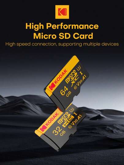  Kodak Micro SD Card U3 V30 Class10 16GB/32GB/64GB/128GB/256GB/512GB High Speed Storage Card, With Card Tray, Suitable For Camera DSLR Surveillance Vehicle Phone