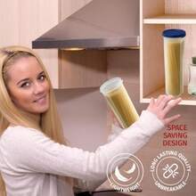 Contenedor de pasta espagueti transparente alto con tapa, paquete de 2. Organización multiusos de despensa de cocina y almacenamiento de alimentos para fideos, pajitas, hermético, a prueba de fugas - Rojo - Ver 6