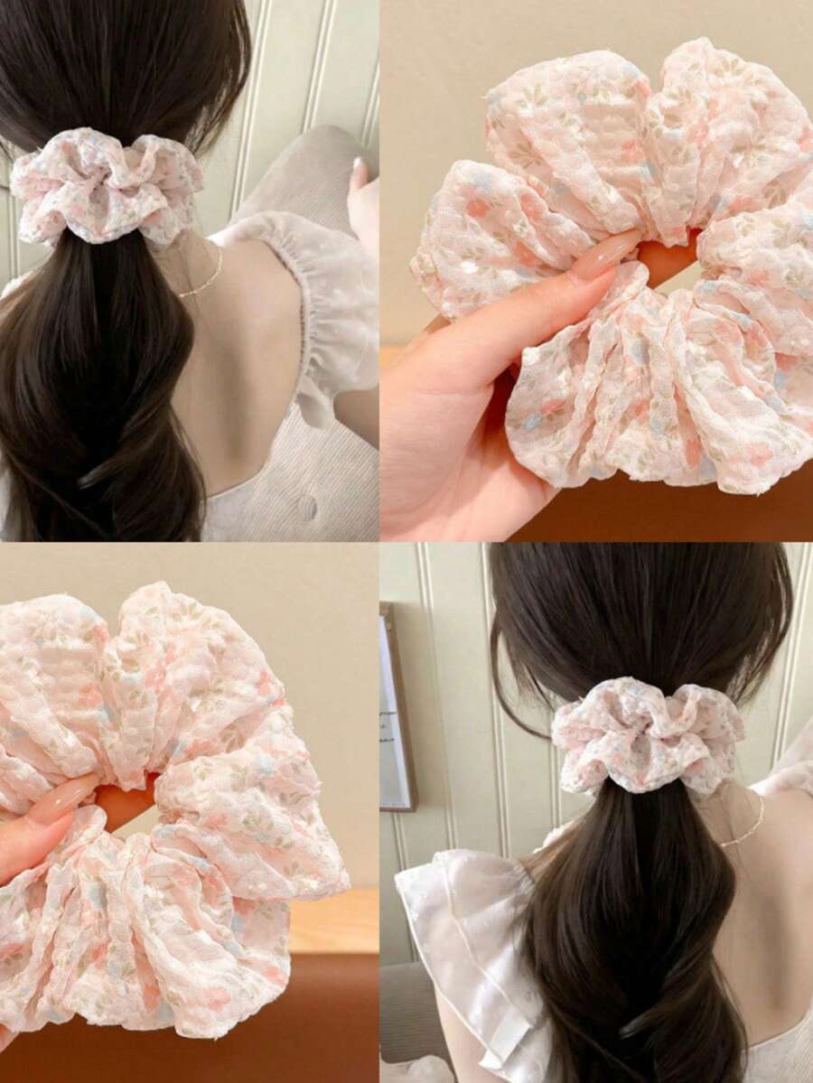 1PC Mori Style Floral Hair Scrunchie, Women's High-End Hair Tie,Versatile, Rubber Band Hair Accessory Ponytail Scrunchie