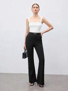 Nueva llegada Primavera/Verano Blusa de tirantes finos con cuello cuadrado y cintura ceñida para mujer, diseño elegante y único, adecuado para oficina, viajes, ocasiones formales, fiestas, bodas, conciertos, uso casual - Blanco - Ver 3