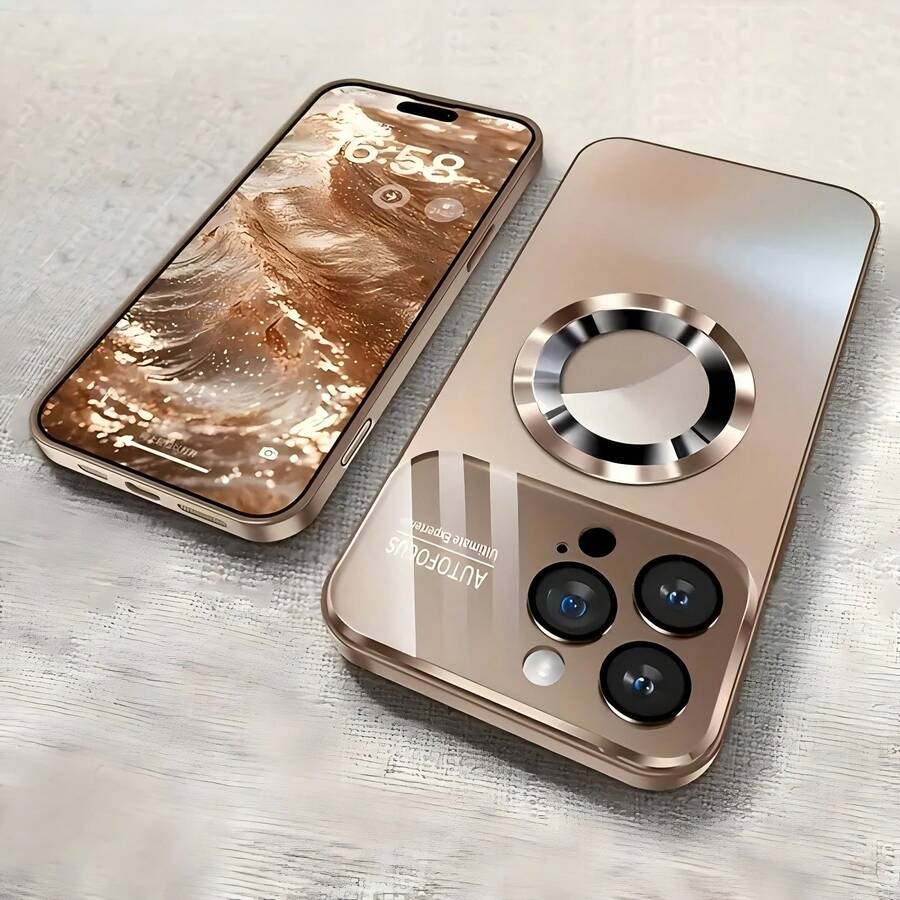 [24h Shipping From MX][24h Shipping From MX]Phone Case: Magnetic Case With Mirror Frame And Large Window, Suitable For The Latest 16 15 14 13 Pro Max IP13ProMax IP14ProMax Models, Mobile Phone Case With Large Window. - 金色 - 查看 1