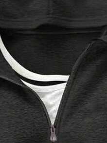 Chaqueta con capucha de manga larga, minimalista y casual de unicolor para mujer - Gris Oscuro - Ver 5