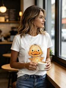 Camisetas Casuales para Mujer, Camiseta Casual de Manga Corta con Cuello Redondo, Lavable a Máquina, Ajuste Cómodo para Todas las Temporadas, Camiseta para Mujer, Estilo Y2K, Camisetas de Moda de Verano, Conjuntos y Tops Casuales de Streetwear - Blanco - Ver 4