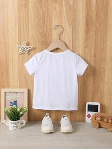 Short-Sleeved T-Shirt With Round Neck And Cartoon Print For Young Girls - 粉色 - View 2