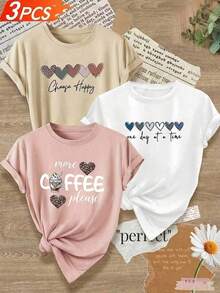 Single Item, Not A 3-Piece Set. Set Of 1, Set Of 3 Women's Casual Short Sleeve Crew Neck T-Shirts - Printed, Soft And Comfortable Fabric, Machine Washable, Summer Blouses Y2k T-Shirt Shirt | Exquisite Design | Loose And Comfortable | Easy To Match | - 白色 - 查看 7