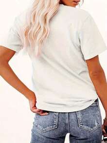 Comfortable Women's Casual T-Shirt With Baking Tools Print "Let's Make Dough!" - Short Sleeve Crew Neck Summer T-Shirt Featuring A Mixer And Spatula Design, Regular Fit, Machine Washable, Women's T-Shirt - 黑色 - 查看 8