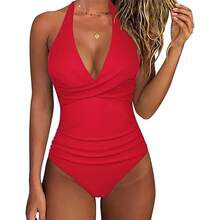 Nuevo traje de baño para mujer, bikini de una pieza a la moda, traje de baño sexy de una pieza para la playa. - Hojas de fondo negro + negro - Ver 4
