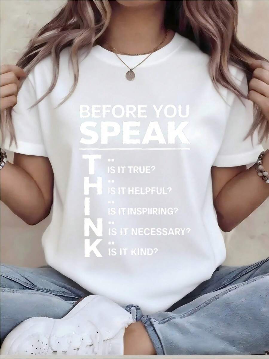 Plus Size T-Shirt - Women's Funny Printed T-Shirt - Casual Short Sleeve, Crew Neck, Loose Fit, Machine Washable, Comfortable For All Seasons, Casual Wear | Loose Fit | Durable Print, Ideal For Various Holiday Gifts, Ships From Local Warehouse - 白色的 - 查看 1