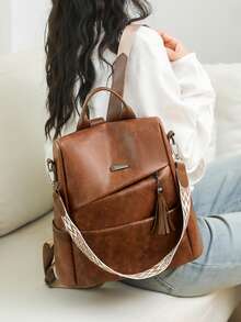 Luxury Women's Designer Brand Large Capacity Multi-Functional Travel Backpack, High-Quality Girls' Backpack - Brown - View 4