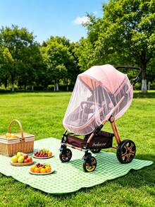 1pc Baby Mosquito Net, Baby Stroller Mosquito Net, Stroller Insect Net Cover, Suitable For Baby Strollers, Strollers, Baby Carts, Baby Carriers, Made Of Fine Soft Elastic Mesh Design, Effectively Prevents Mosquito Bites - Multicolor - View 3