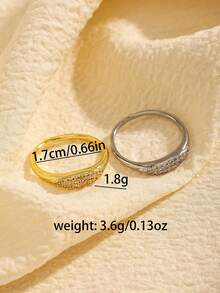 1 chiếc nhẫn đồng hình lục giác mạ vàng 18K, đính đá Cubic Zirconia tròn, kiểu dáng thanh lịch và đa năng, thích hợp để đeo hàng ngày, hẹn hò và làm quà tặng. - Bạc - Xem 7