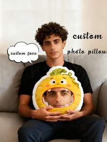 [Customized Product] 1pc Personalized Photo Pillow - 3D Printed Realistic Face And Body Design, Soft Home Decor Pillow, Ideal Gift For Family, Friends And Yourself, Christmas Gift, Thanksgiving Gift - Pineapple - View 2